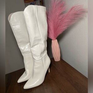 White High Heel Knee Length Boots